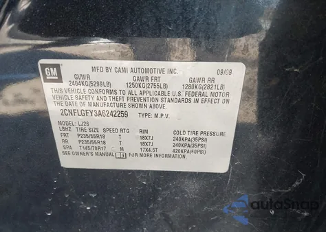 2010 Chevrolet Equinox Ltz from USA, damaged, VIN 2CNFLGEY3A6242259